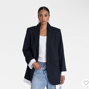 KBB Women's Navy Pinstripe Blazer